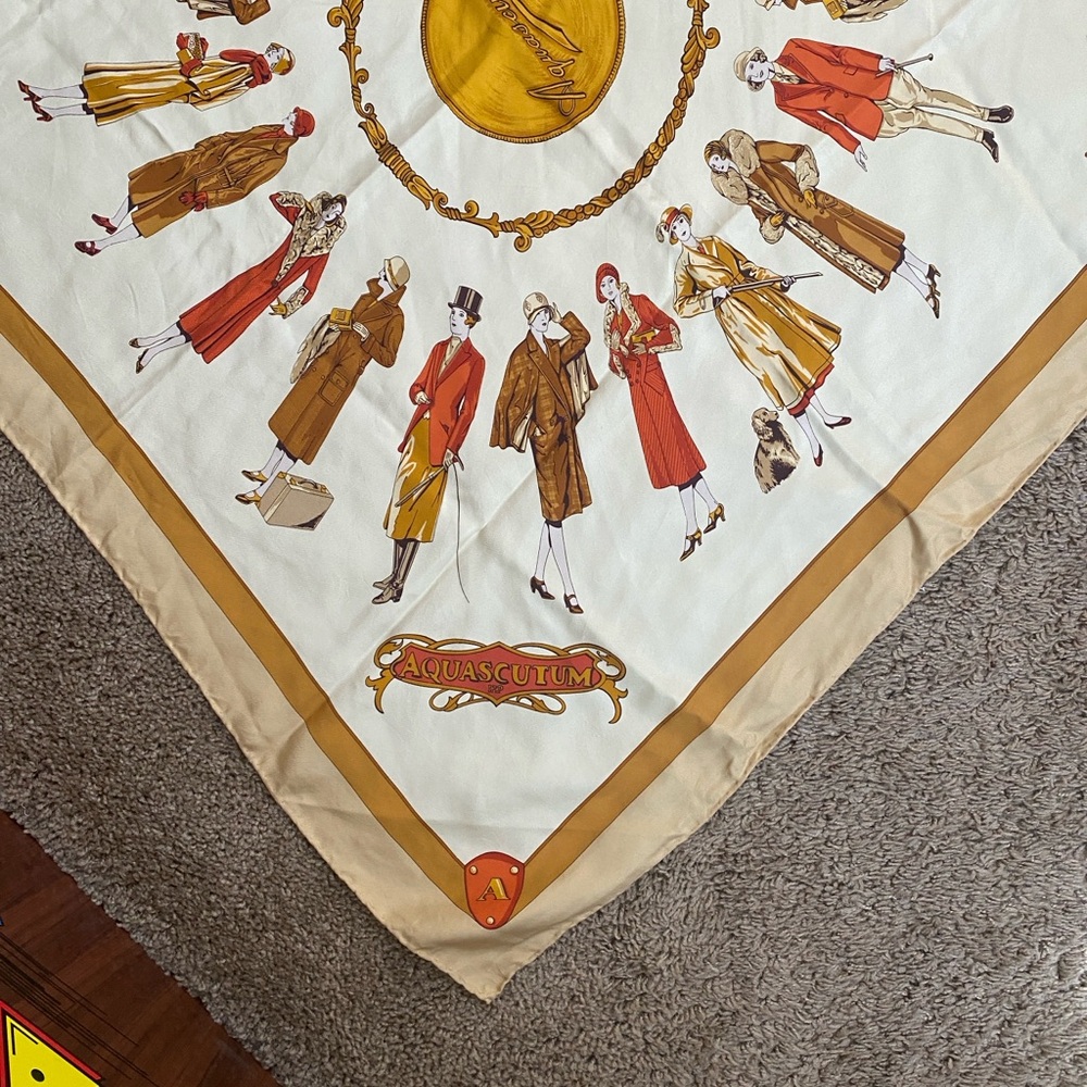 VTG 70’s Aquascutum 1920s Fashion Girls Ladies Silk Scarf - Picture 5 of 9